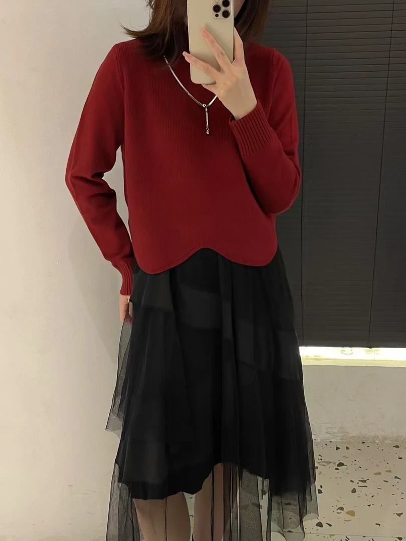 半高领打底毛衣秋冬2024年新款内搭打底不规则上衣短款