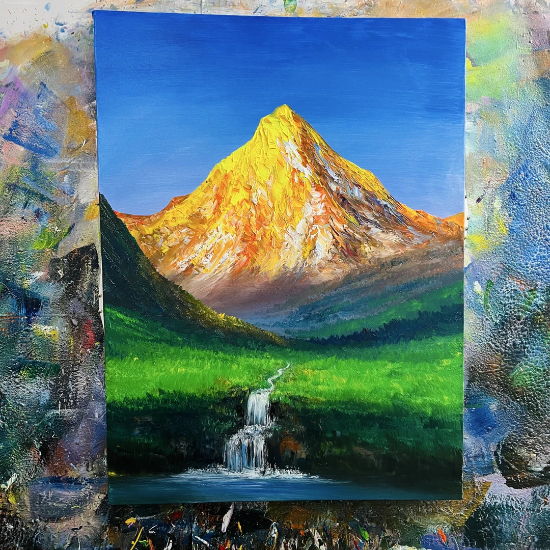 日照金山挂画现代装饰画不含内框尺寸90.120cm