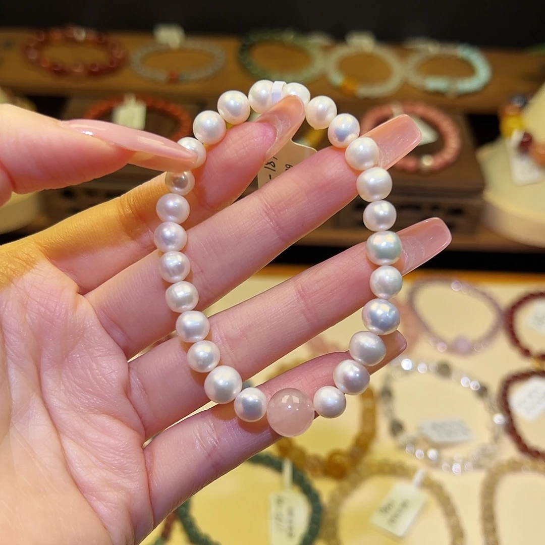 银S925镀金镶嵌手串水晶珍珠2111