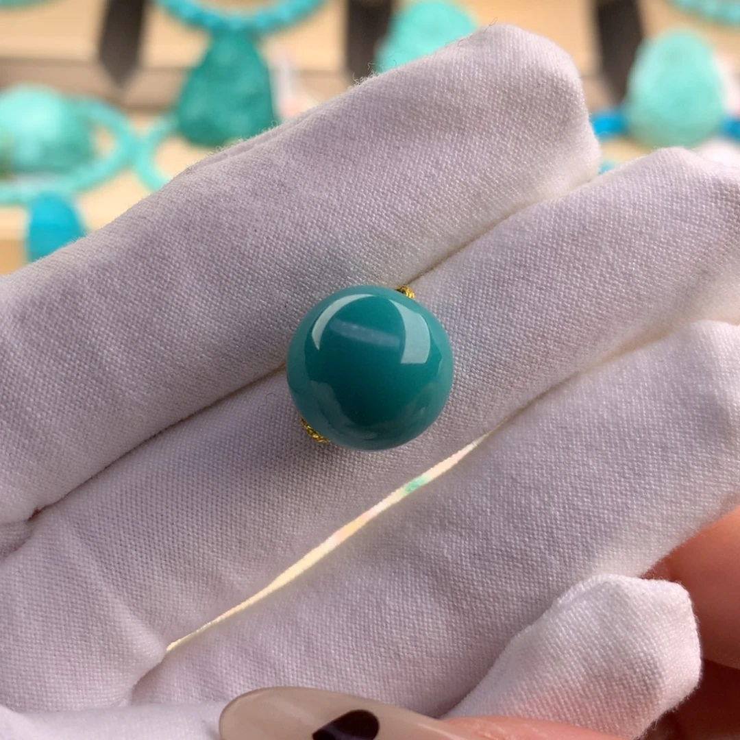 绿松石珠宝奇石未镶嵌13.4mm