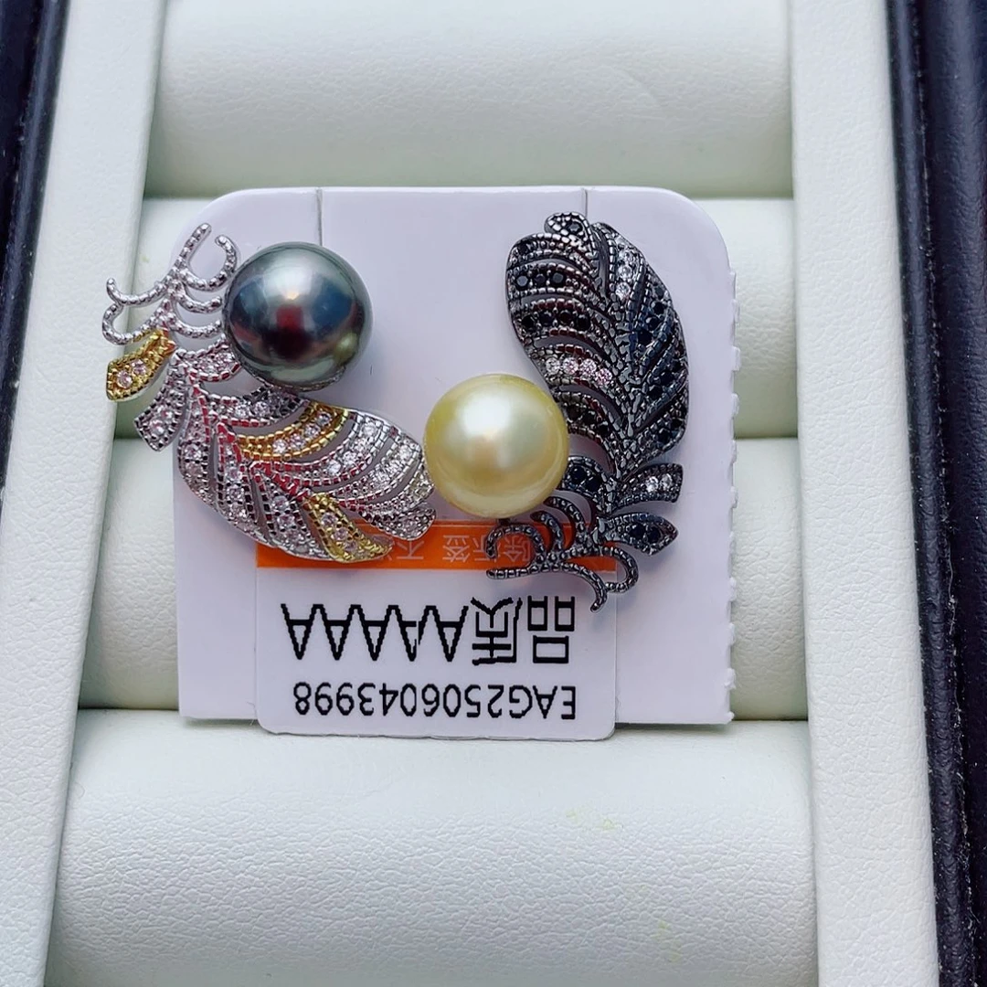 银S925镶嵌耳饰海水珍珠w56