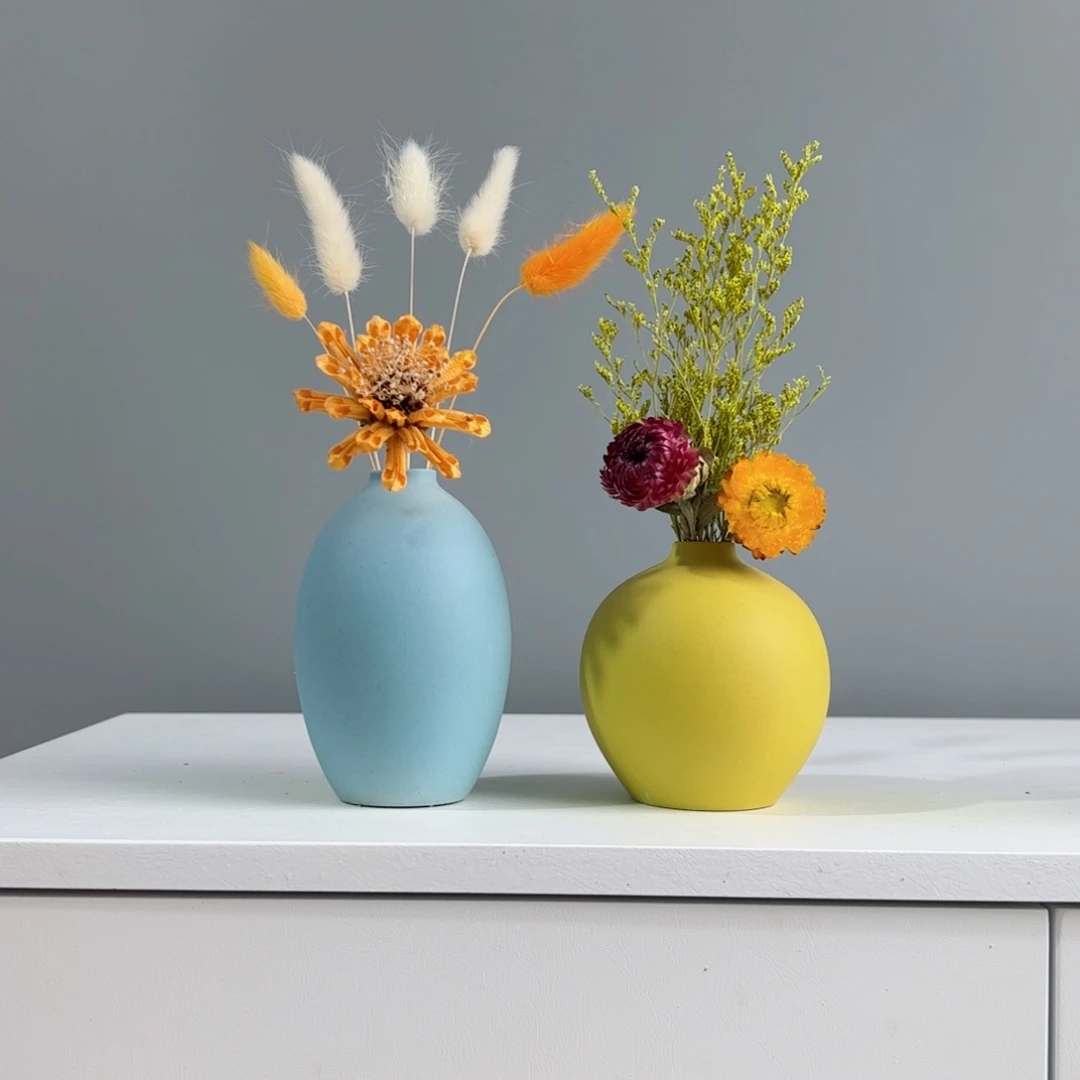摆件陶瓷小花瓶摆件含花总高约20-30cm