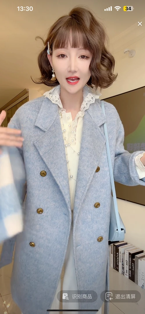 加厚长羊毛双面羊毛大衣中长款小个子慵懒宽松气质秋冬加厚外套女