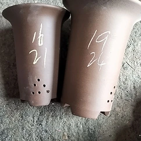 兰花盆两个紫砂花盆花泥