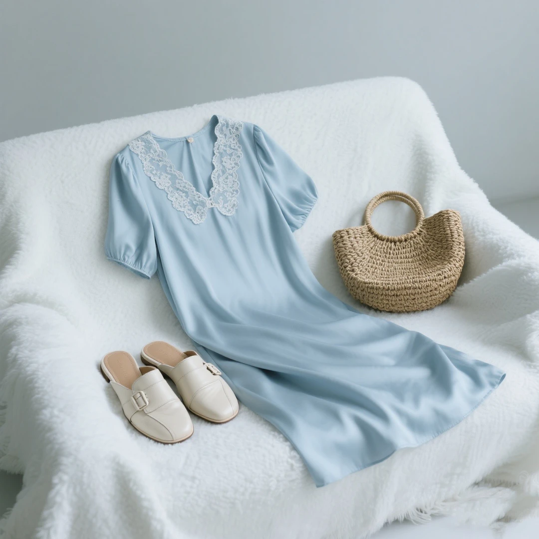 春夏大码气质复古蕾丝女士衬衫连衣裙桑蚕丝百搭（直播链接）