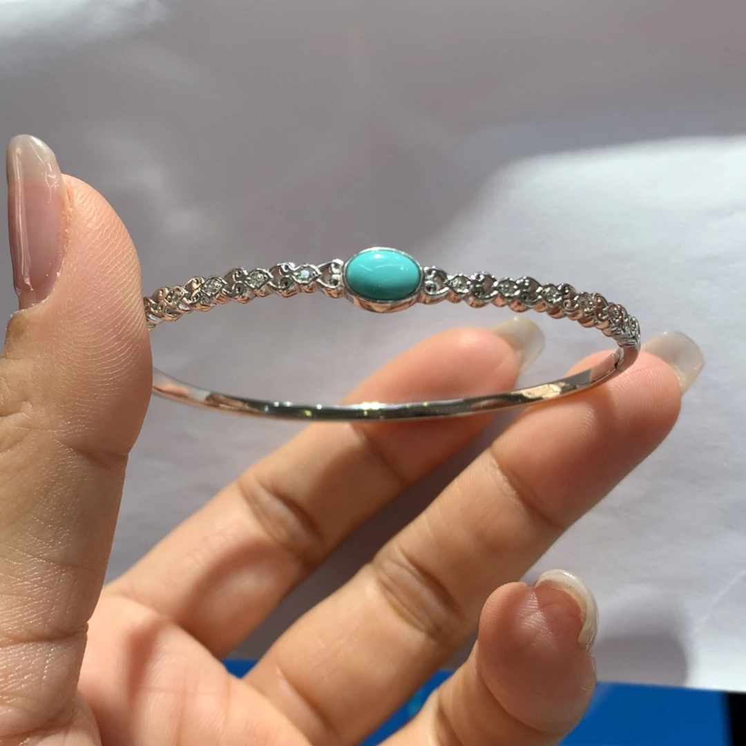 银S925镶嵌绿松石手镯