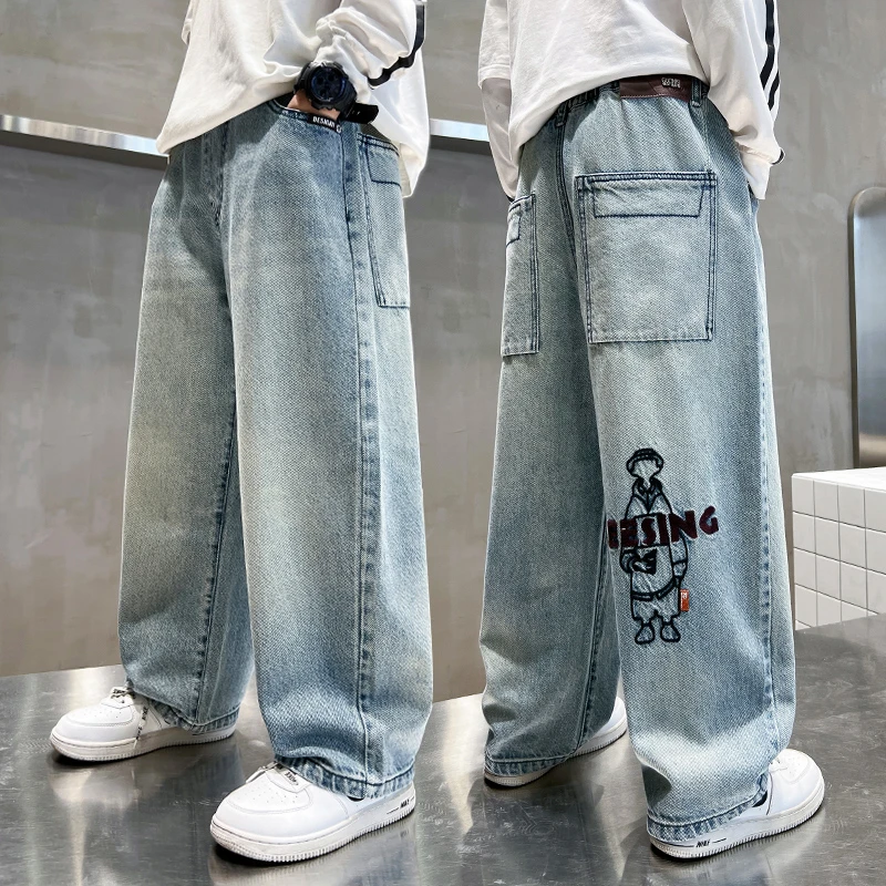 儿童装男童春装裤子长裤2025新款春秋款中大童炸街春季男孩牛仔裤
