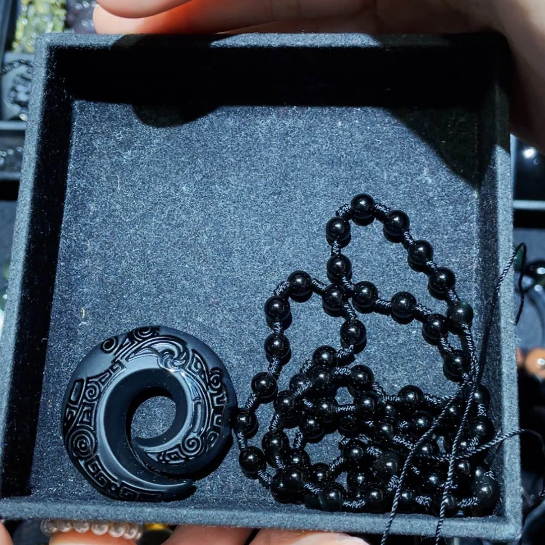 【闪购商品】黑曜岩套链未镶嵌大**利