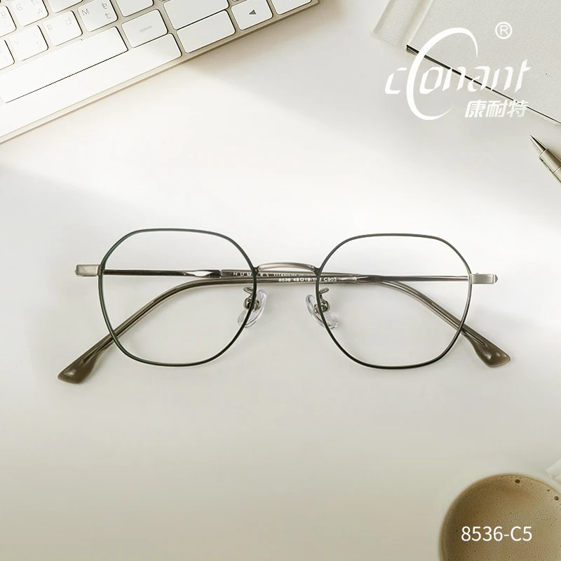 Conant/康耐特8536-C5/C903休闲网红多边形中框镜框超轻韩版