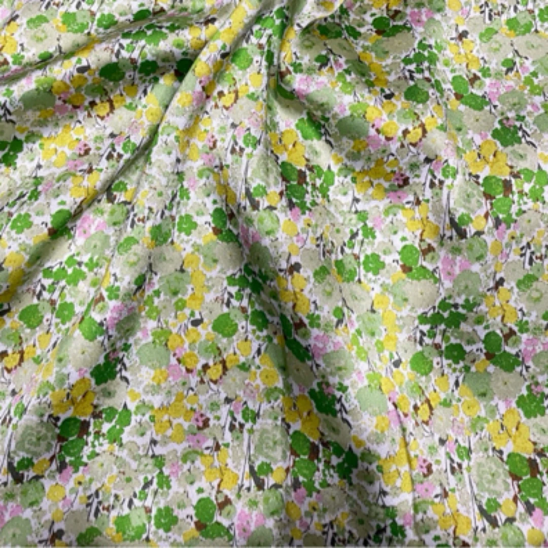 高品质蚕丝醋酸印花面料 绿色