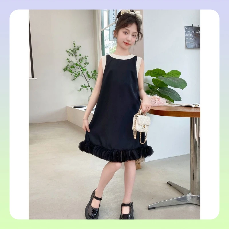 女童夏季裙子夏装连衣裙2024新款儿童洋气背心女孩无袖公主中大童