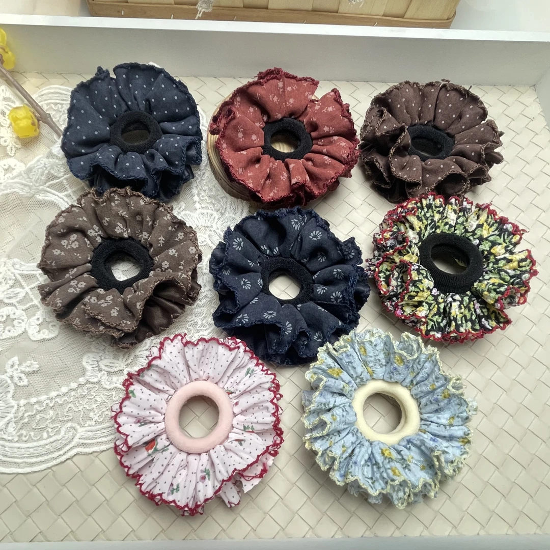 拇指圈发圈ins碎花儿童欧美风发饰复古宫廷手工可爱发绳日韩