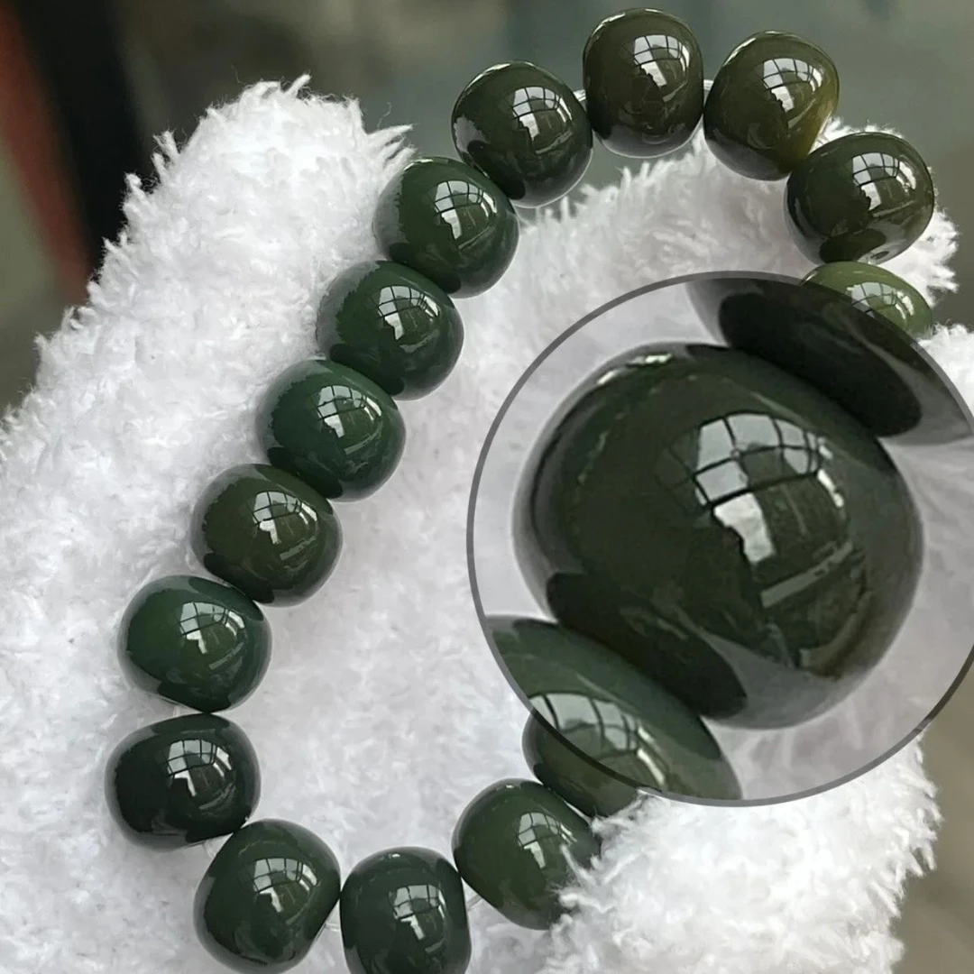 帝王绿天然菩提根手串文玩绕指柔玉化精工老料精抛干磨老料