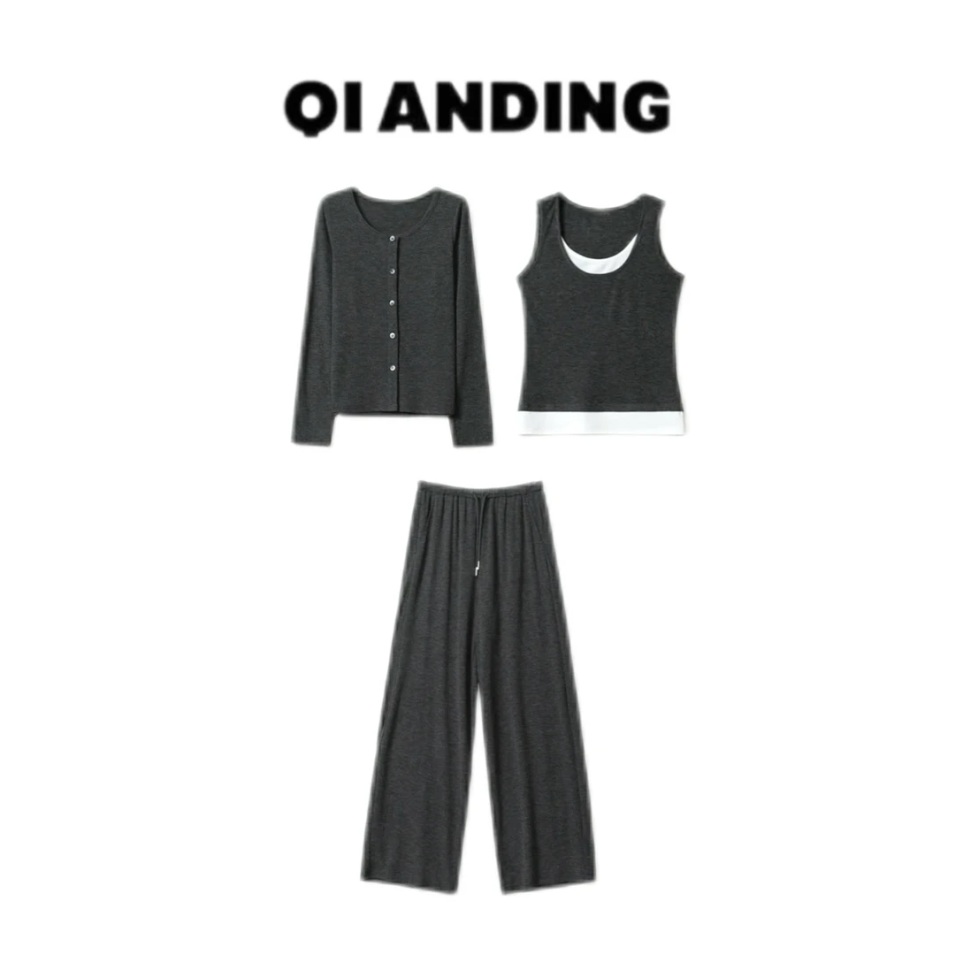 JZ【黑沙滩套装】超柔细腻精致显瘦时尚百搭宽松三件套套装JZ2515