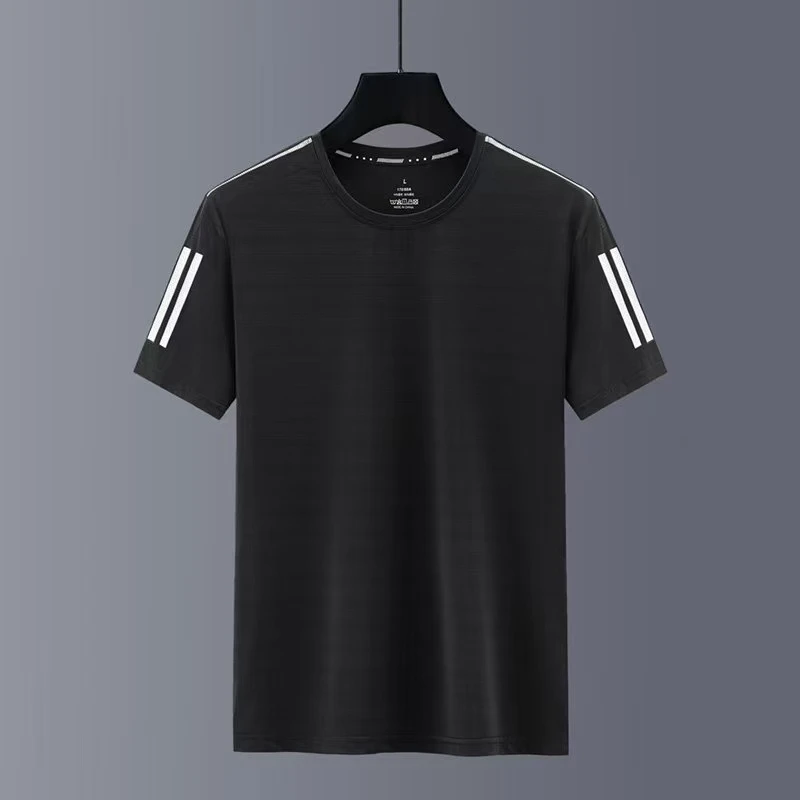 男士夏季冰丝短袖圆领男士半袖薄款运动服夏季T恤宽松型