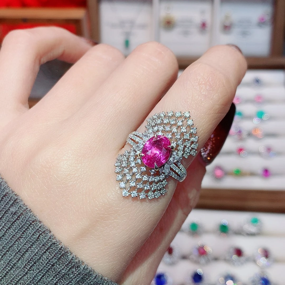 戒指彩色蓝宝石18K金镶嵌3.04ct/天然宝石/七天无理由
