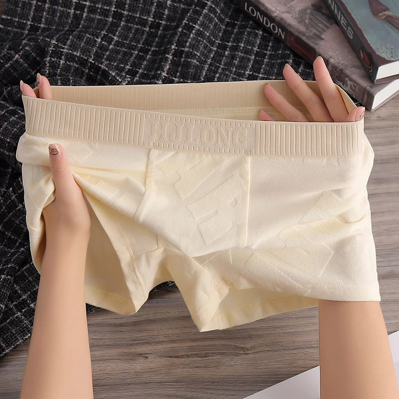 纯棉新款简约男士内裤纯色潮流个性平角裤男生潮流运动四角短裤头