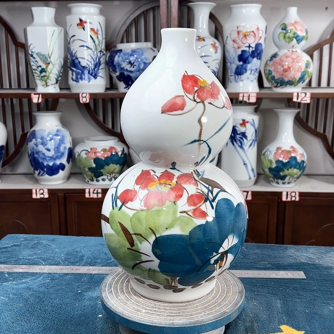 摆件景德镇陶瓷葫荷花花