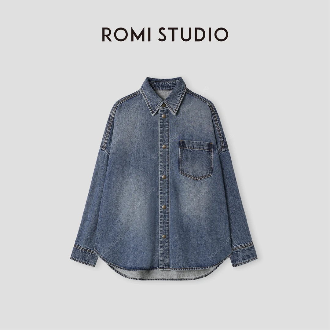 ROMI STUDIO"汉麻经典"软糯棉麻复古洗水休闲牛仔外套431C7072