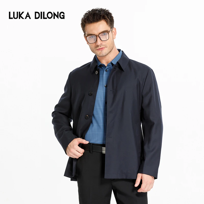 路卡迪龙-【山羊绒】秋冬长袖男士厚款翻领夹克保暖外套-151225105A