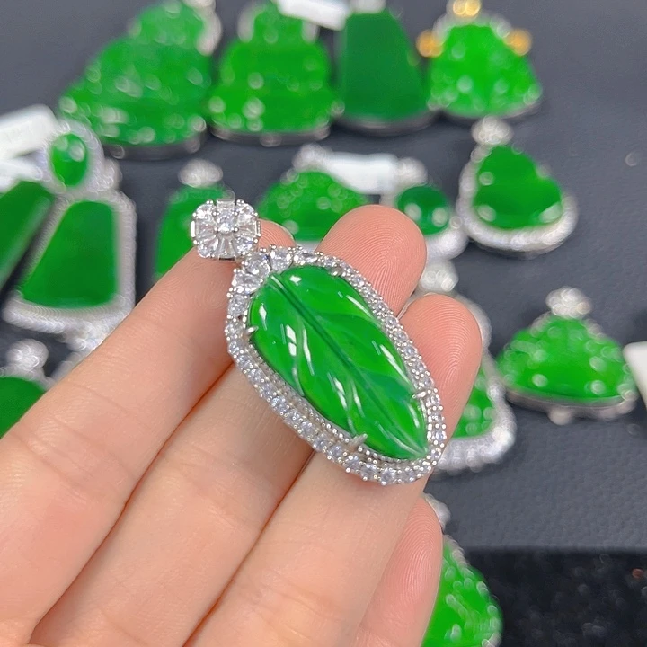 翡翠银S925镶嵌吊坠(不含链)