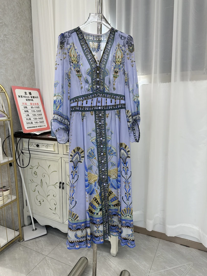 【飞哥女装】新款夏季桑蚕丝印花连衣裙