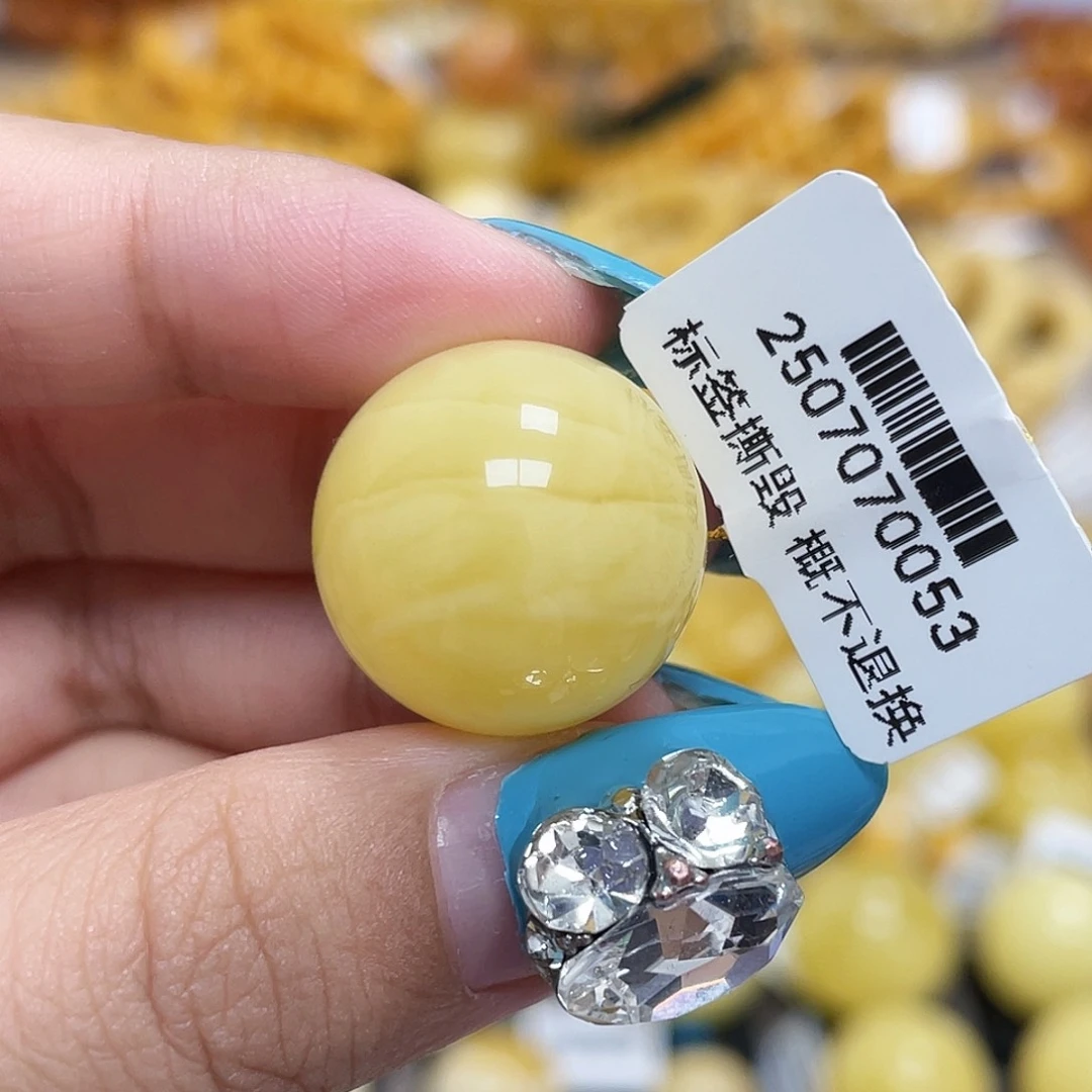 蜜蜡未镶嵌珠宝奇石18.6mm飘花圆珠沁色