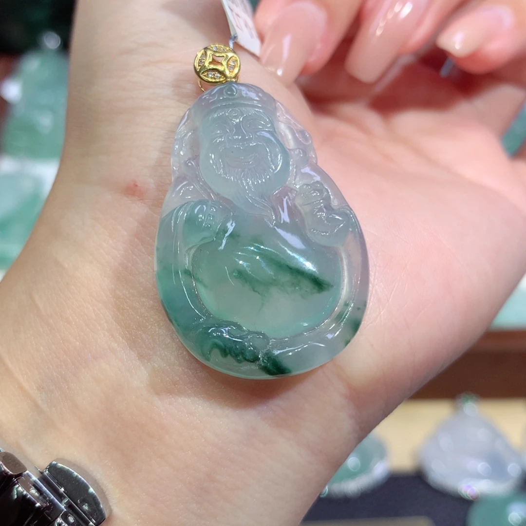 吊坠(不含链)18K金镶嵌翡翠