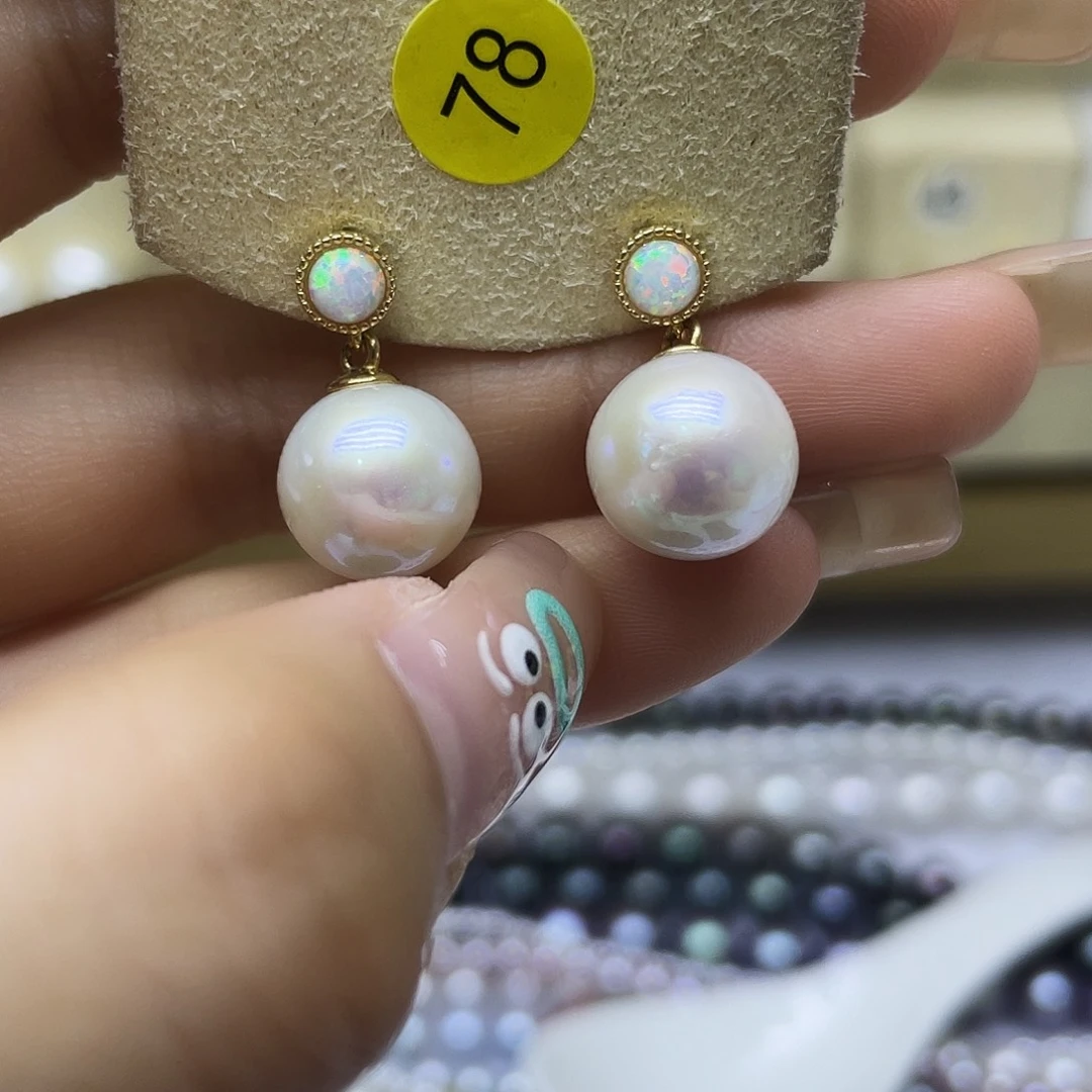 银S925镶嵌淡水珍珠耳饰