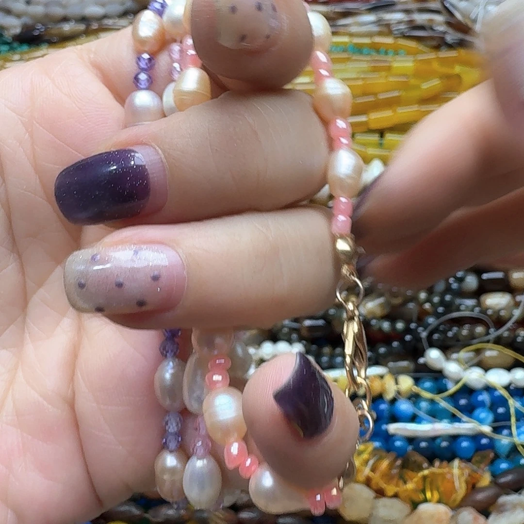 玛瑙/玉髓未镶嵌珠宝半成品一条珍珠手串