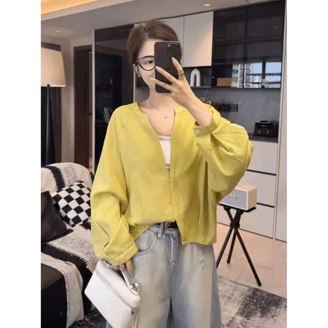 长袖V领衬衫女春季新款超好看小衫2025年设计感衬衣宽松气质上衣