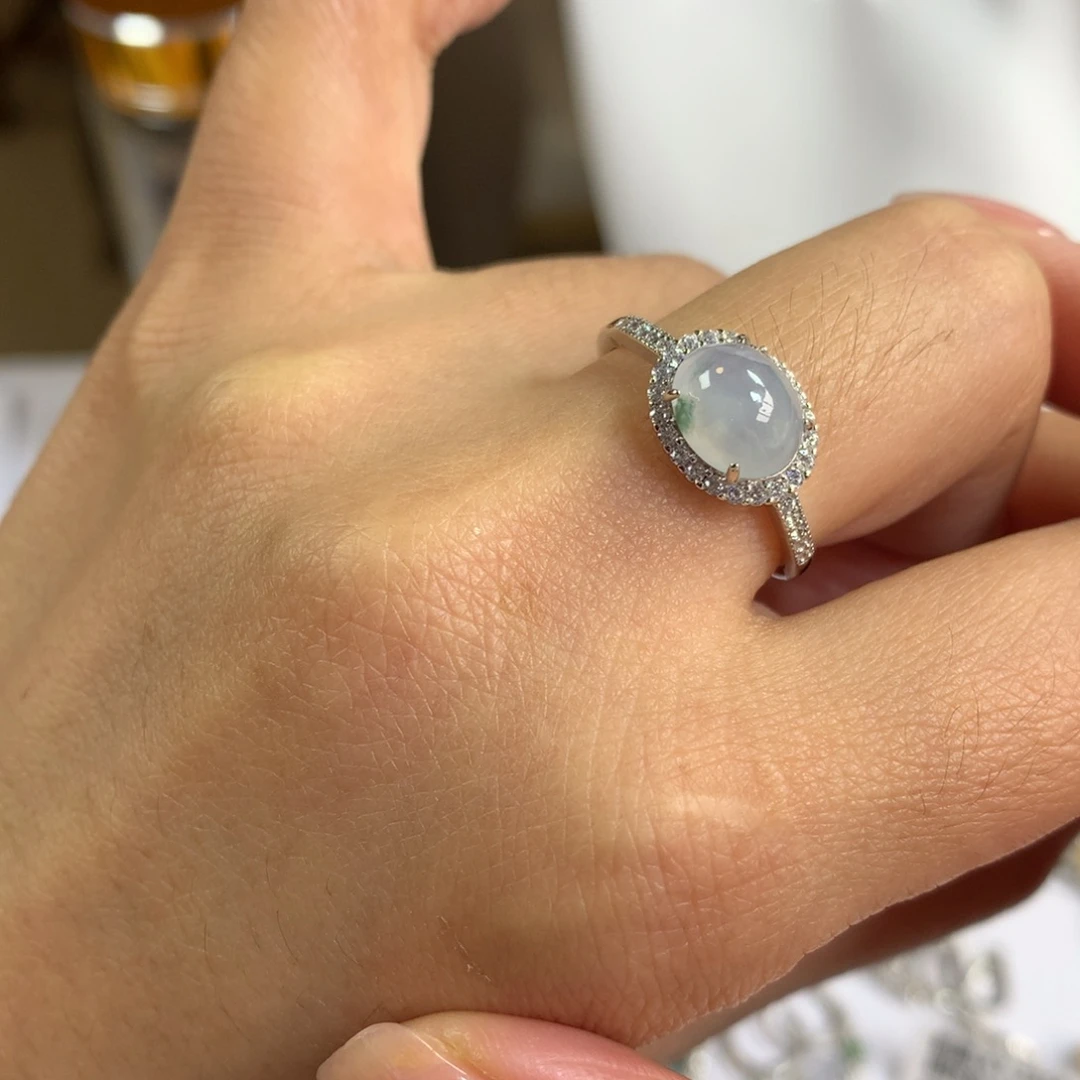 翡翠银S925镶嵌戒指戒指