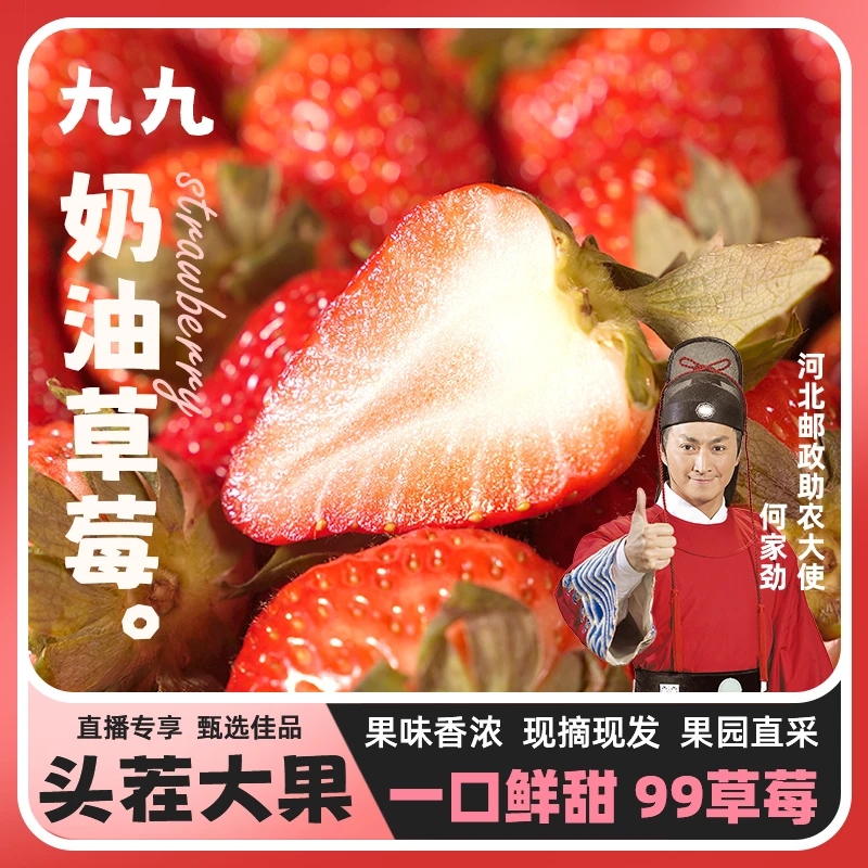 【邮政年货节】正宗九九多汁新鲜果王香甜送来草莓装现摘现发
