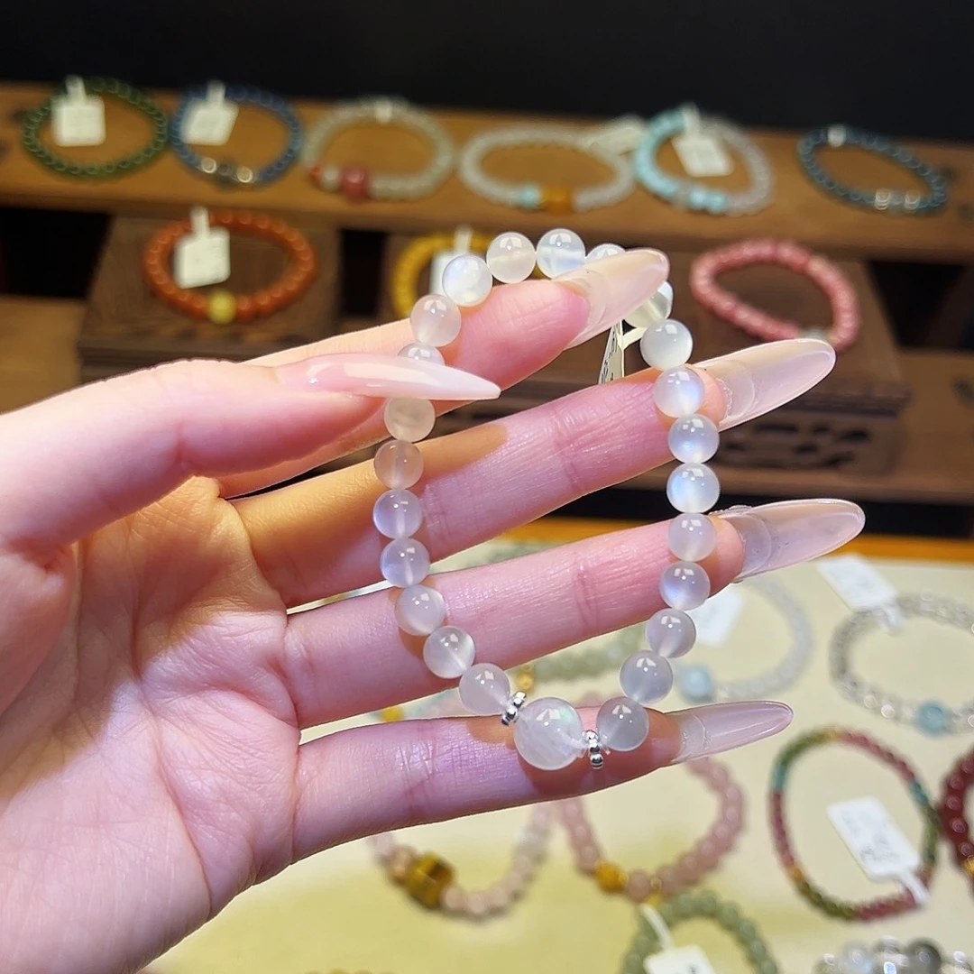 水晶手链银S925镶嵌白月光9072