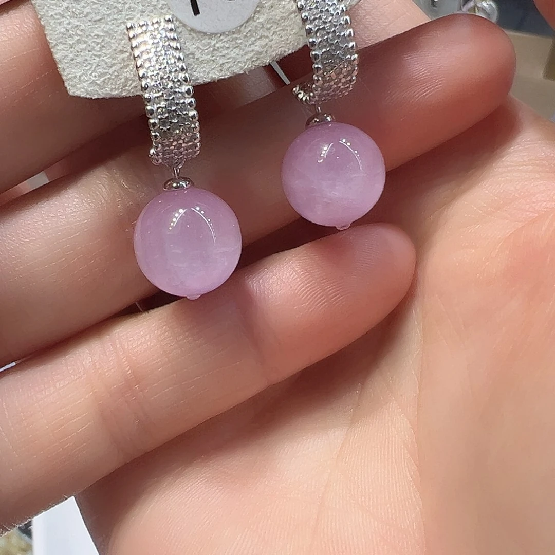 耳饰锂辉石银S925镶嵌不退不换