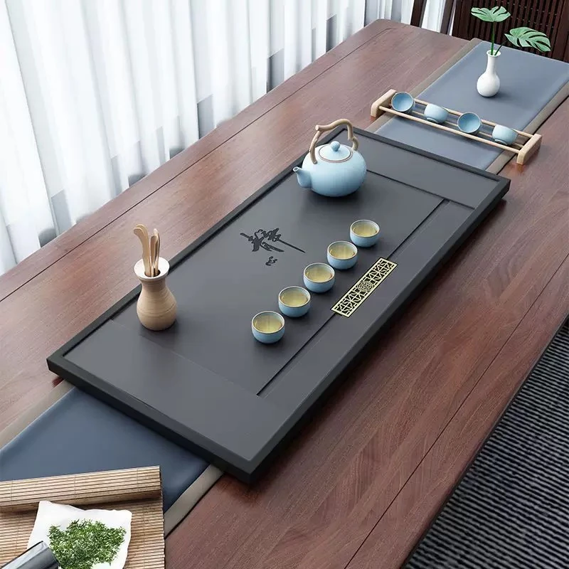 80*37*3新款静心乌金石茶盘干湿分离办公家用客厅阳台长方形茶盘