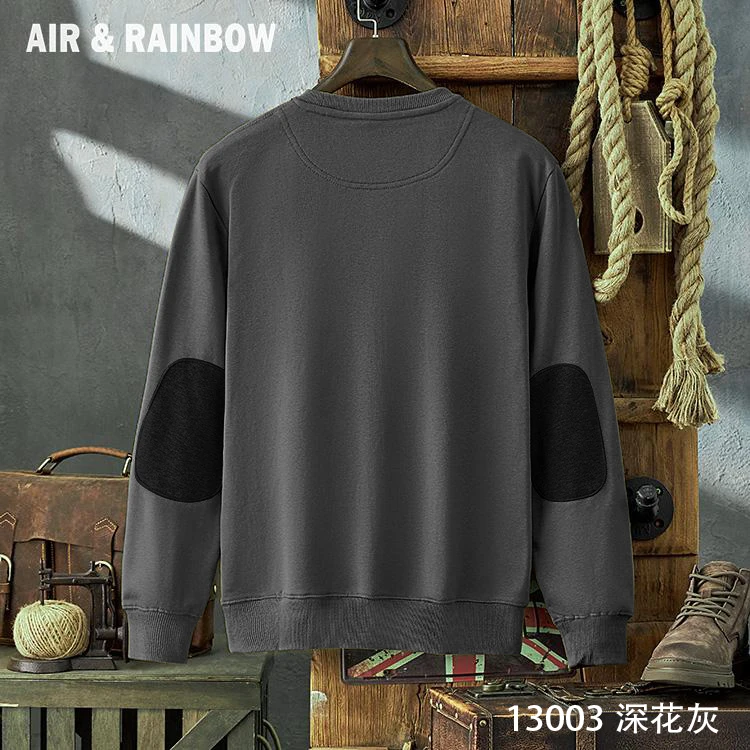 340克重磅毛圈棉潮流休闲简约纯色男女圆领百搭卫衣宽松 13003