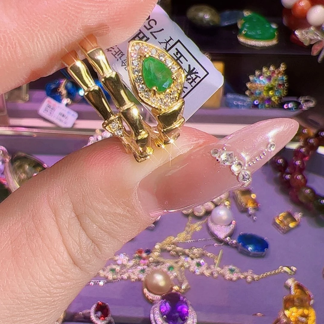 祖母绿戒指银S925镶嵌