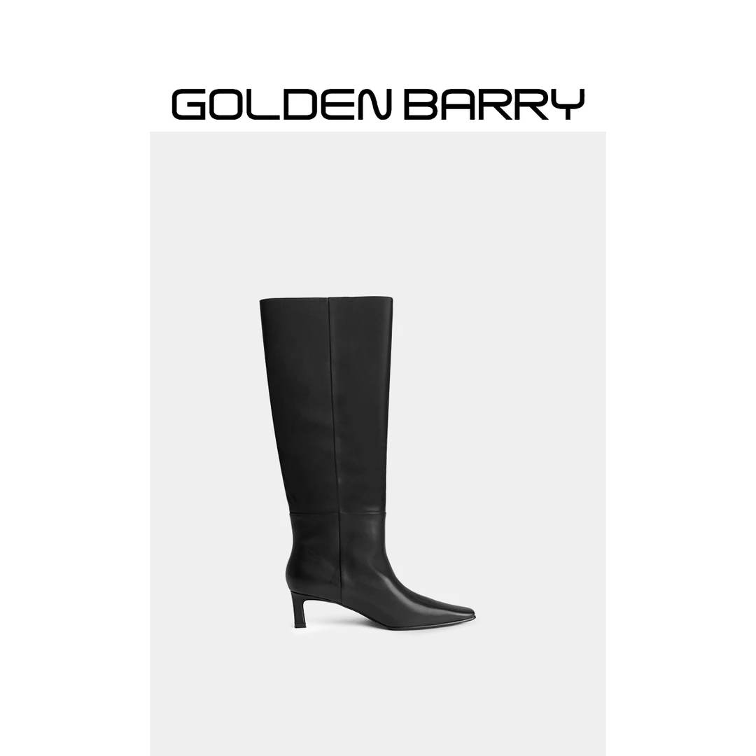 GOLDENBARRY|644007尖头细跟显瘦高筒骑士靴