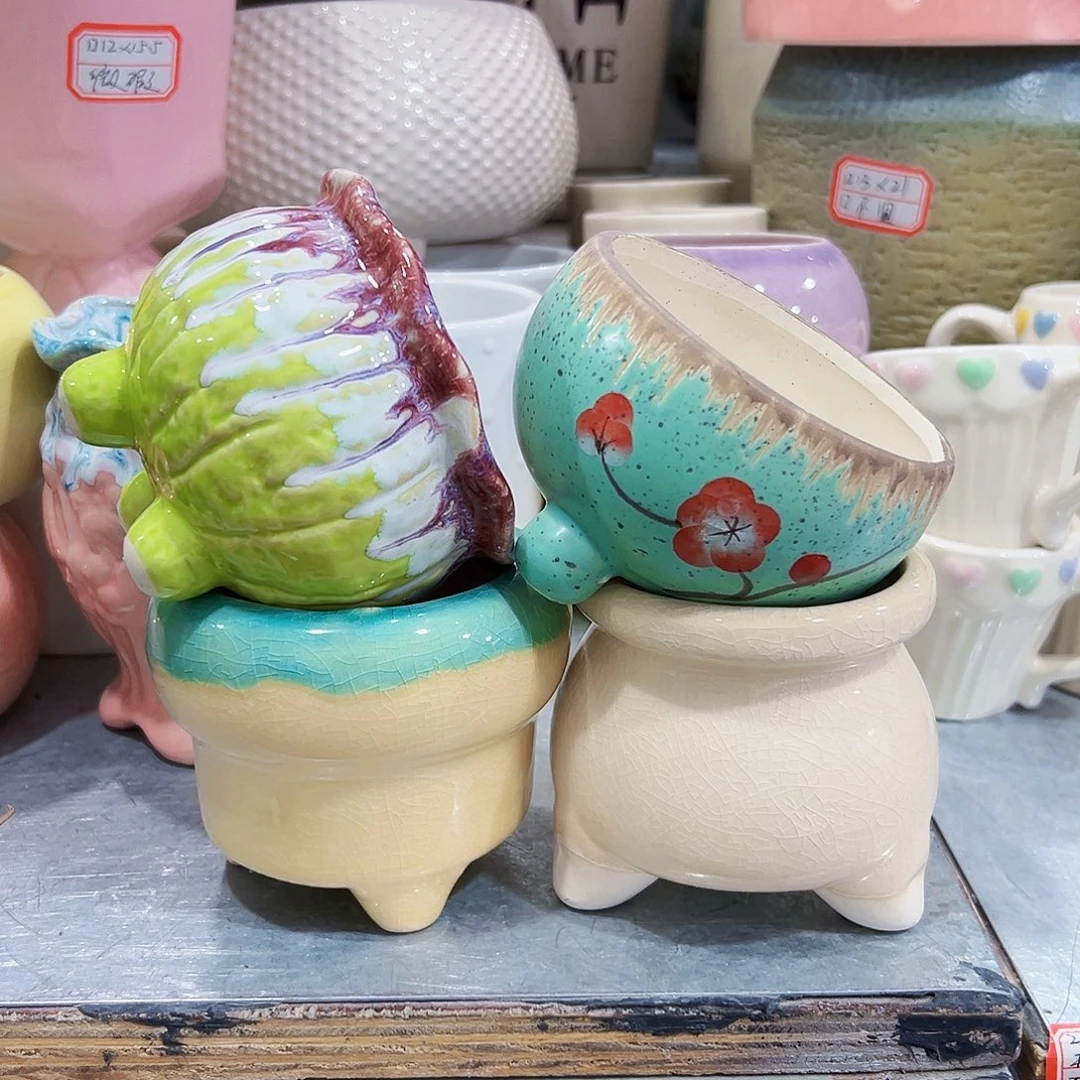 有孔外贸尾单陶瓷花盆凑单10米包邮