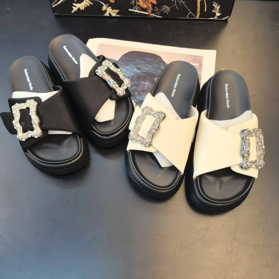 【小苏专属】SATURDAYMODE厚底纯色女鞋夏季轻奢拖鞋一字拖1001