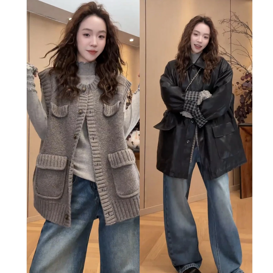 超火一整套2025秋冬新款时尚气质减龄上衣马甲裤子三件套