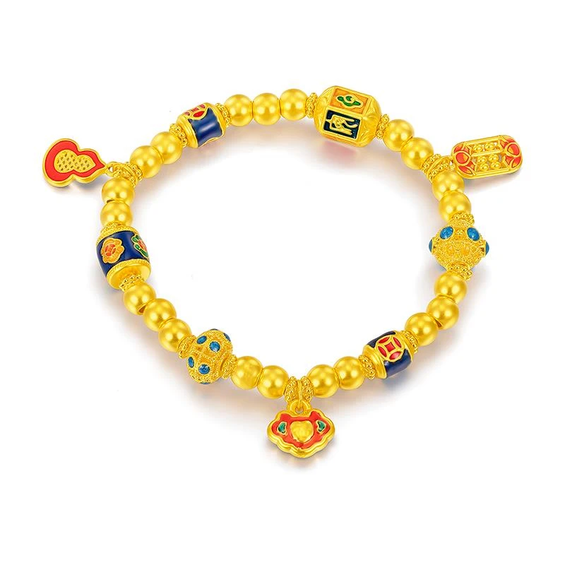 福满圆珠宝1 足金999投资金 水贝葫芦如意算盘手链