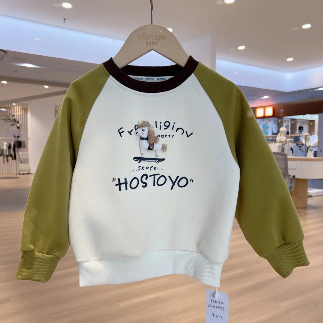 皇室童缘2025男童卡通卡通拼接袖卫衣春秋季新款