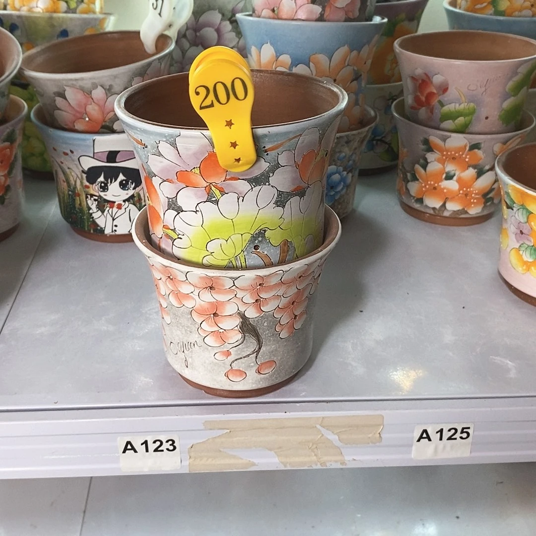 啦***5紫砂花盆红陶手绘盆满28包邮