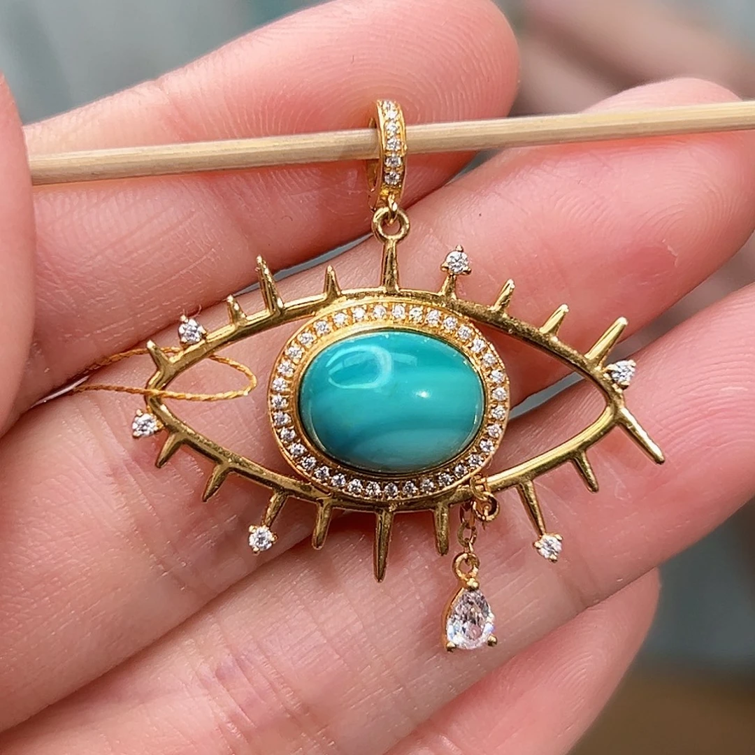 绿松石珠宝奇石18K金镶嵌