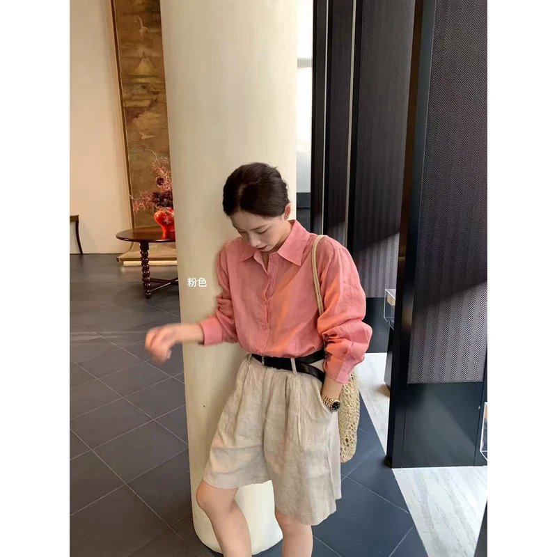 【100苎麻】韩系质感气质宽松显瘦衬衣6860  衣长68