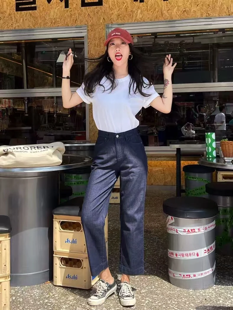 迷你新款松紧腰烟管裤