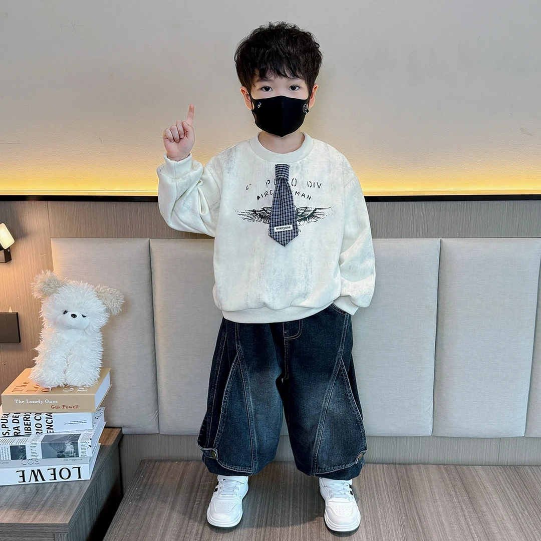 男童套装秋装2025新款儿童秋季洋气卫衣两件套男孩春秋款潮酷衣服