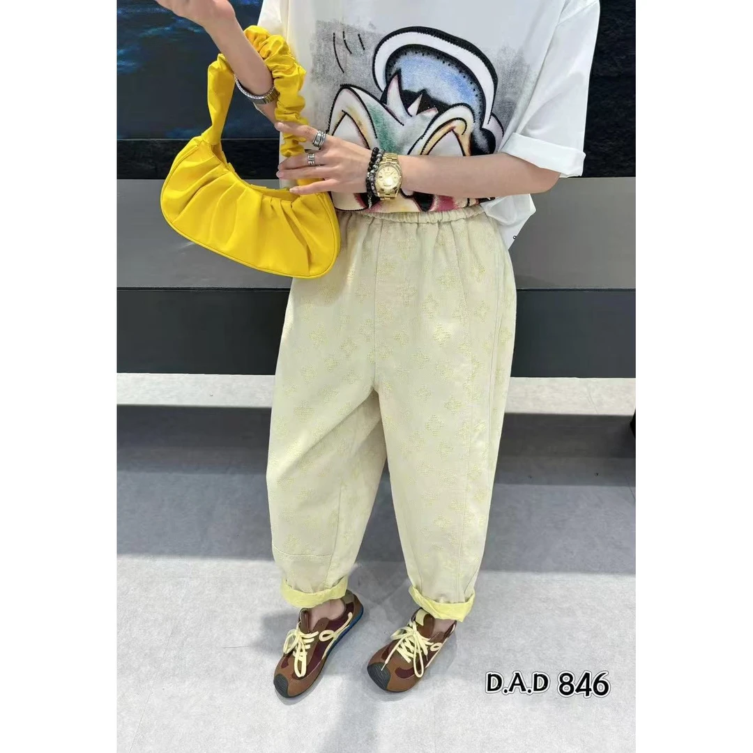 季公子2025夏季新款彩色提花哈伦老爹裤846